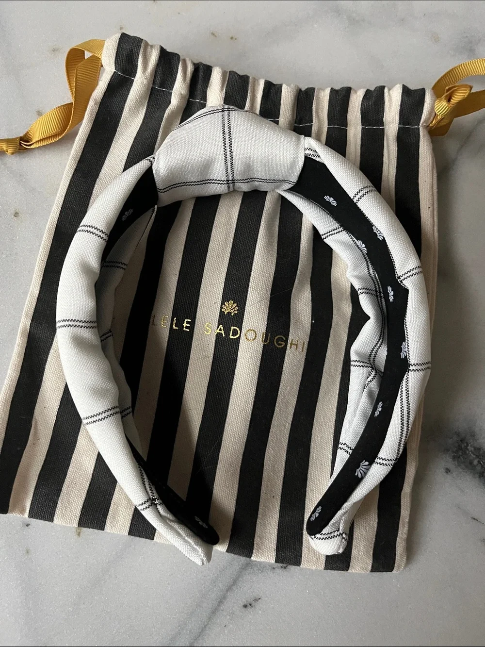 Lele Sadoughi Black and White Plaid Headband